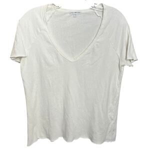 James Perse Standard Deep V Neck Tee White Size 1 (S)